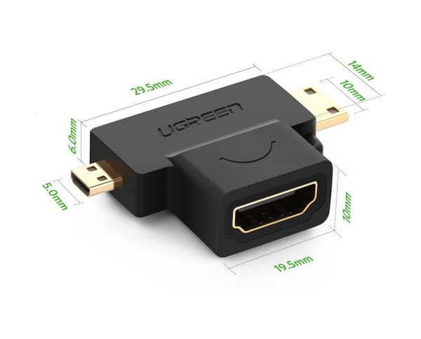 UGREEN Micro HDMI Male + Mini HDMI Male to HDMI Female Adapter - Image 3