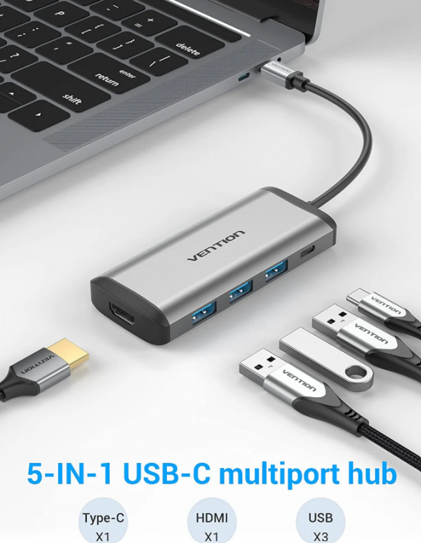 Vention 5-in-1 USB-C Docking Station CNBHB - Image 3