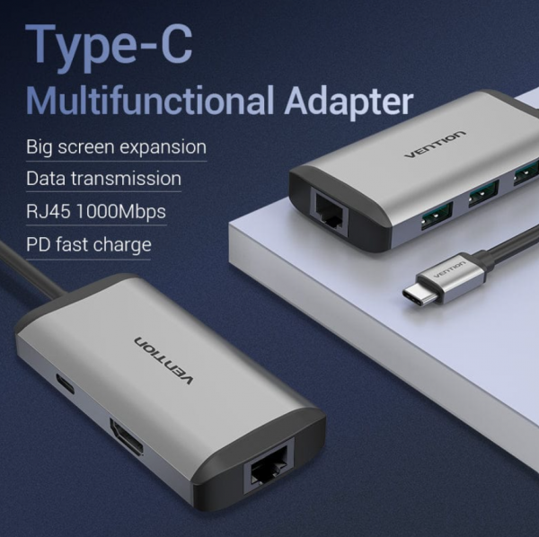 Vention 6-in-1 USB-C Docking Station CNCHB - Image 6