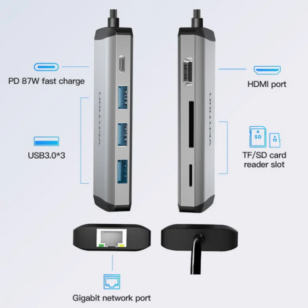 Vention 8-in-1 USB-C Docking Station CNDHB - Image 4