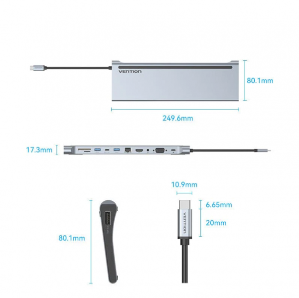 Vention Multi-function 11-in-1 USB-C Docking Station THTHC - Image 2