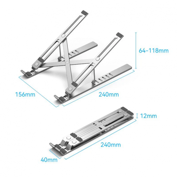 Vention Strong Adjustable Foldable Laptop Stand and Tablet Holder Silver Aluminum Alloy Type KDMI0 - Image 3